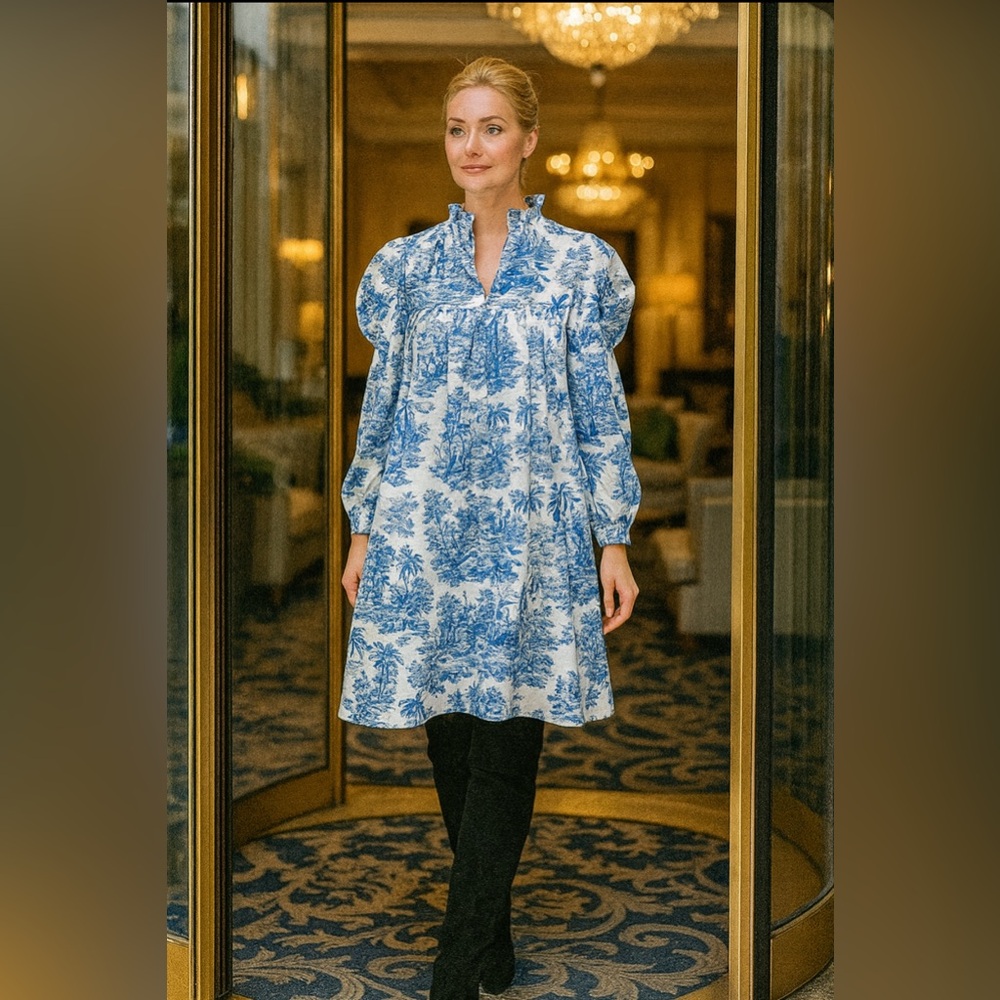 Blue Floral Midi Dress